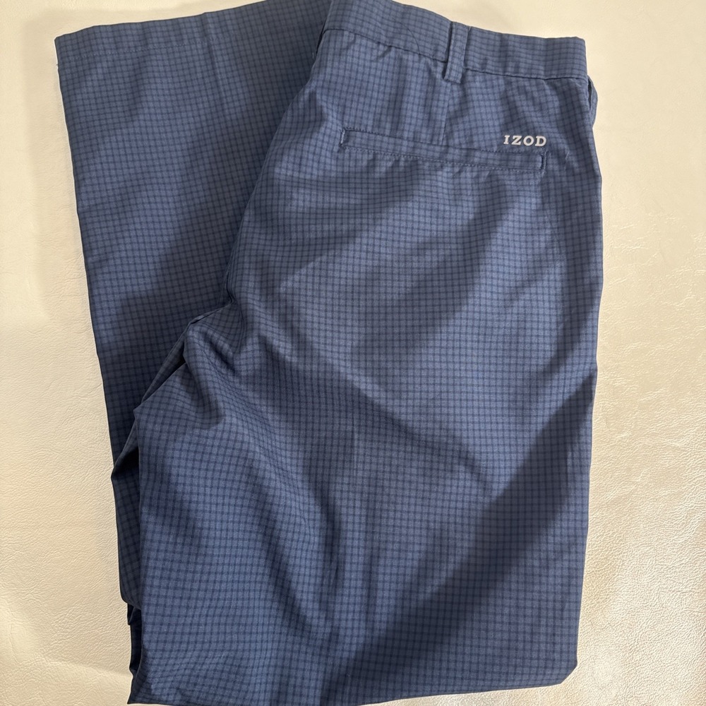 IZOD Golf Men's Navy Blue Stretch‎ Pants Grip Waistband Size 34x30 EUC